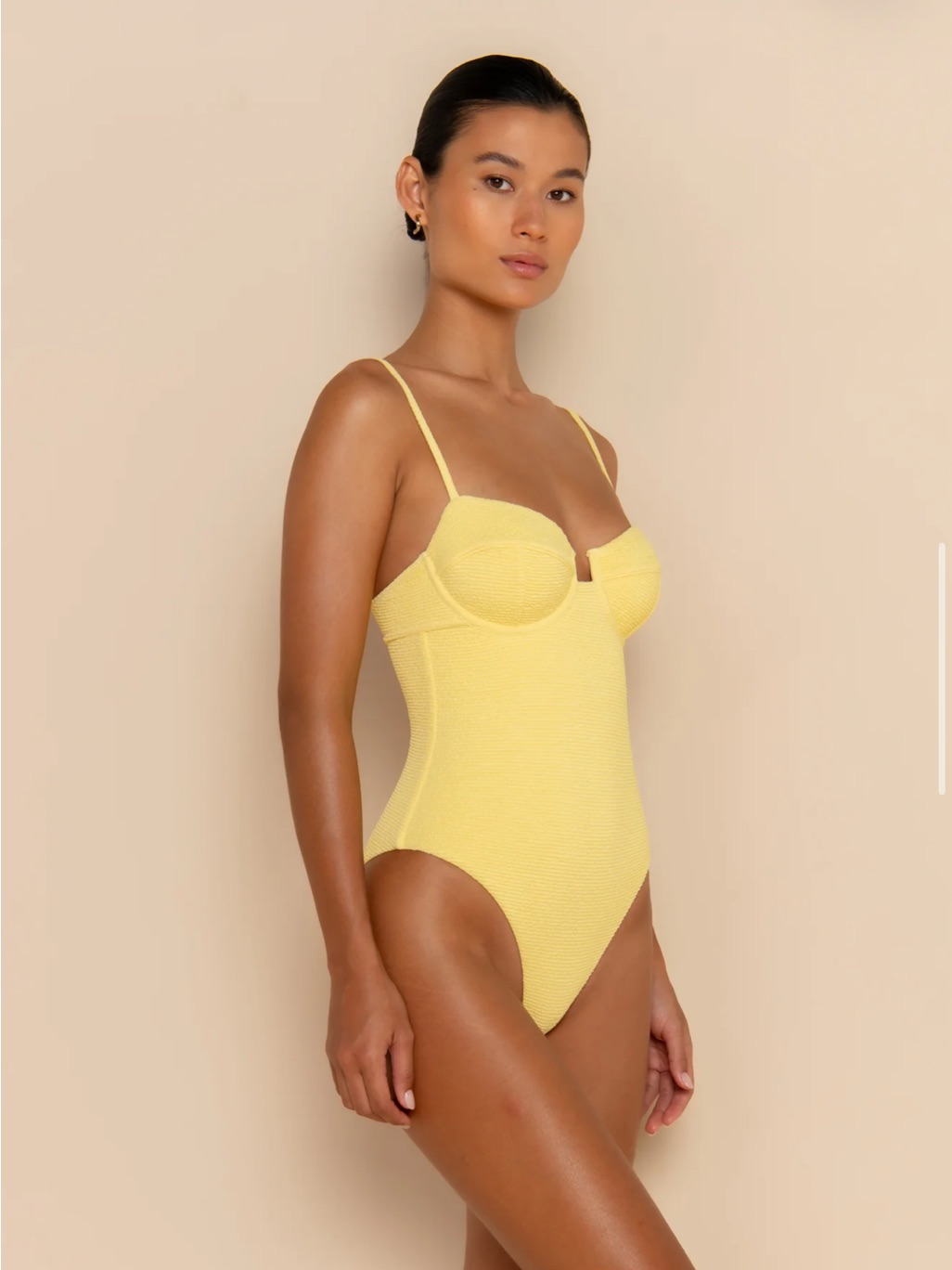 Classic Yellow Textured One-Piece Swimsuit — image 3 of 7